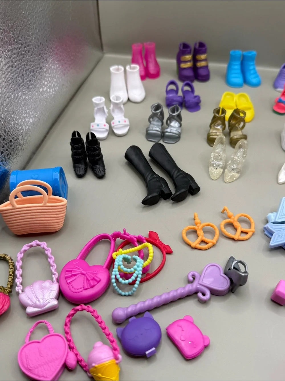 Mixed Doll Accessories Lot - Shoes, Purses, Earrings and more